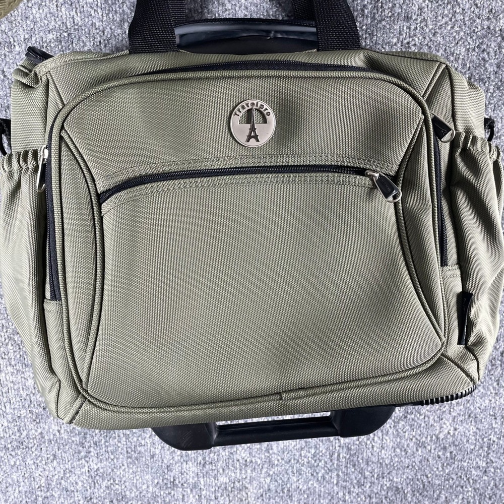 Travelpro Rolling Tote Bag Olive Green Ballistic Teflon Nylon Carry On Luggage